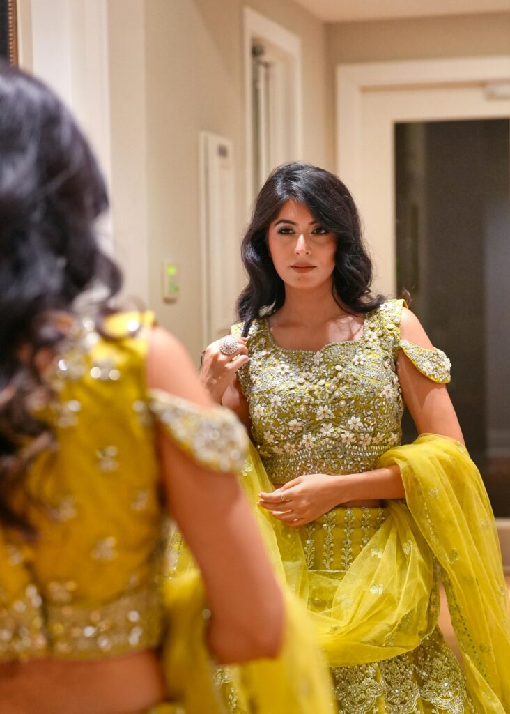 Portrait in Yellow Embroidered Lehenga